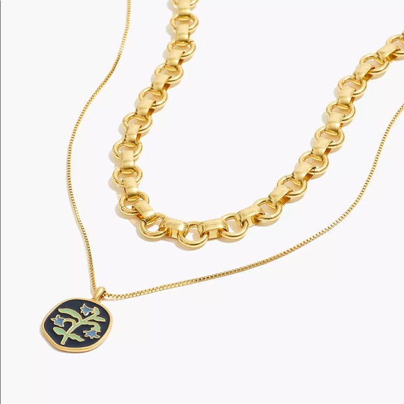 NEW NWT Madewell Stem Scatter Bluebell gold chain necklace set recycled metal